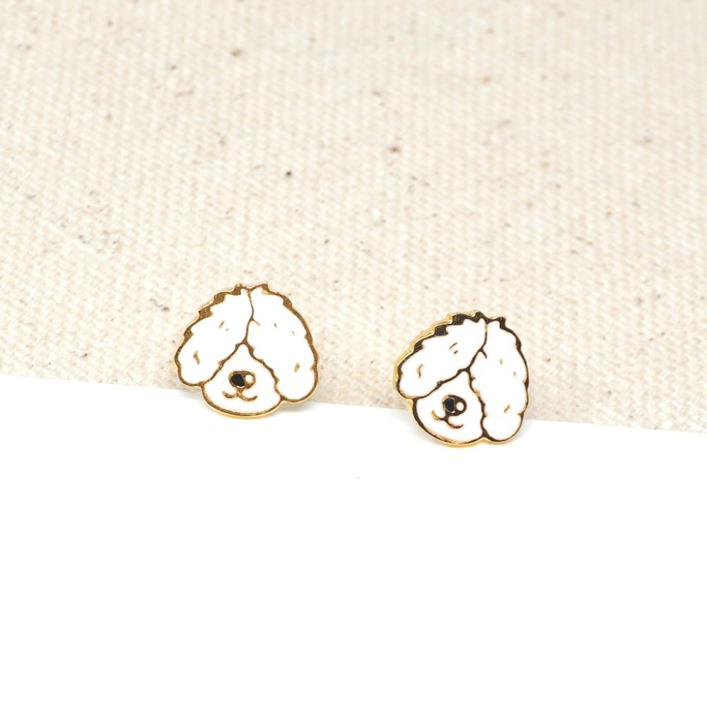 Old English Sheepdog Enamel Stud Earrings